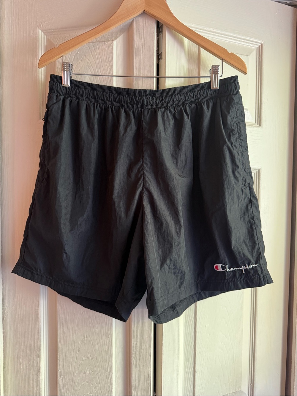 Champion Black Men's Athletic Shorts with Embroidered Logo